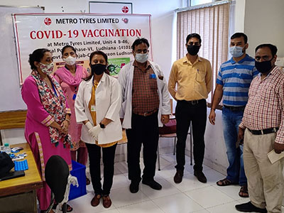 Metro Tyres organized another Covid 19 vaccination camp at unit 4 for employees and their families