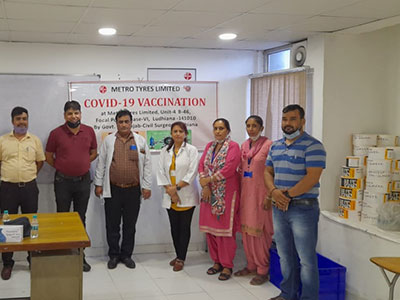 Metro Tyres organized another Covid 19 vaccination camp at unit 4 for employees and their families