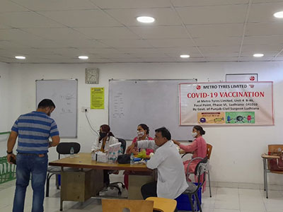 Metro Tyres organized another Covid 19 vaccination camp at unit 4 for employees and their families